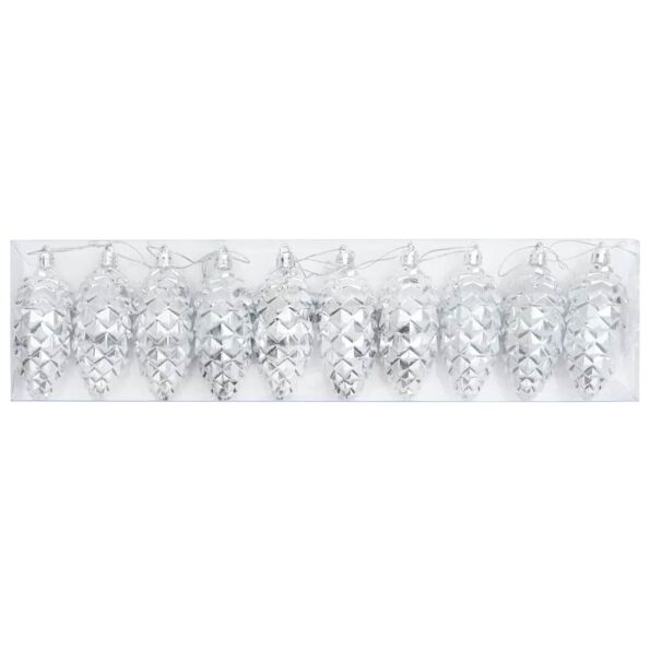 vidaXL Vianočná guľa z ihličia 40 pcs Strieborná Plast – Obrázok 3