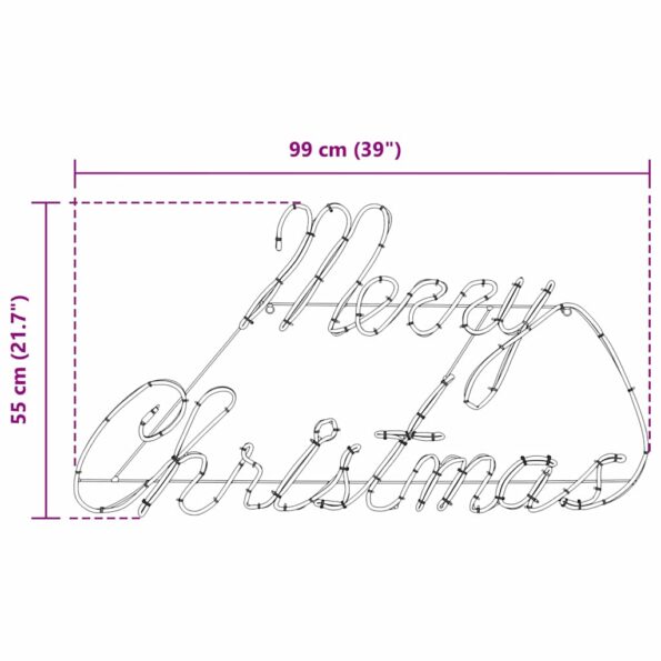 vidaXL Vianočný znak s 216 LED-i Červená 99 x 55 x 13 cm Železo – Obrázok 11