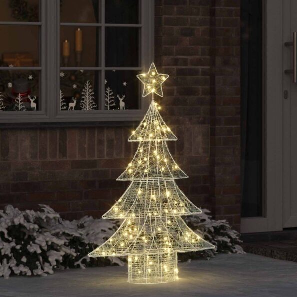 vidaXL Vianočný stromček s 100 LED-i Teplá biela 120 cm Akryl – Obrázok 8