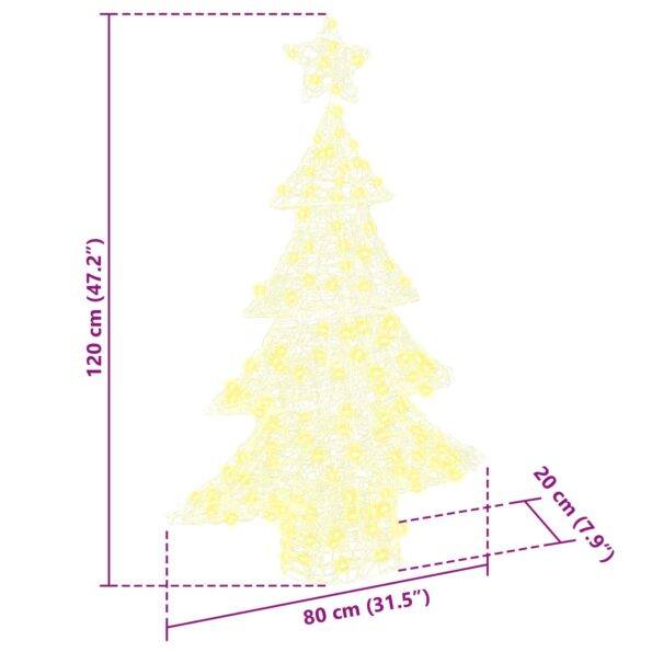 vidaXL Vianočný stromček s 100 LED-i Teplá biela 120 cm Akryl – Obrázok 10