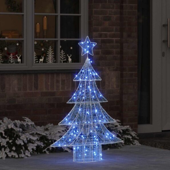 vidaXL Vianočný stromček s 100 LED-i Modrá 120 cm Akryl – Obrázok 8