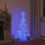 vidaXL Vianočný stromček s 100 LED-i Modrá 120 cm Akryl – Obrázok 9