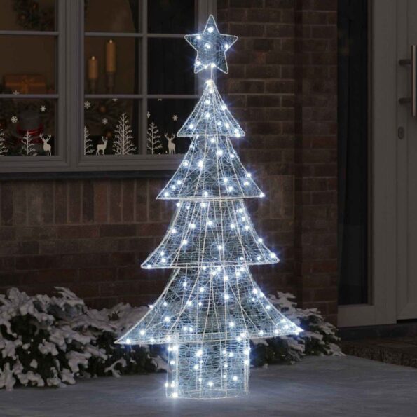 vidaXL Vianočný stromček s 160 LED-i Studená biela 150 cm Akryl – Obrázok 8