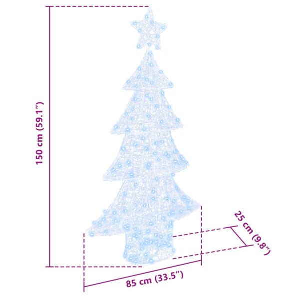 vidaXL Vianočný stromček s 160 LED-i Studená biela 150 cm Akryl – Obrázok 10