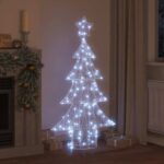 vidaXL Vianočný stromček s 160 LED-i Studená biela 150 cm Akryl – Obrázok 9
