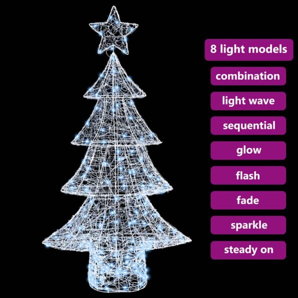 vidaXL Vianočný stromček s 160 LED-i Studená biela 150 cm Akryl – Obrázok 7
