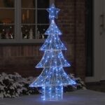 vidaXL Vianočný stromček s 160 LED-i Modrá 150 cm Akryl – Obrázok 8