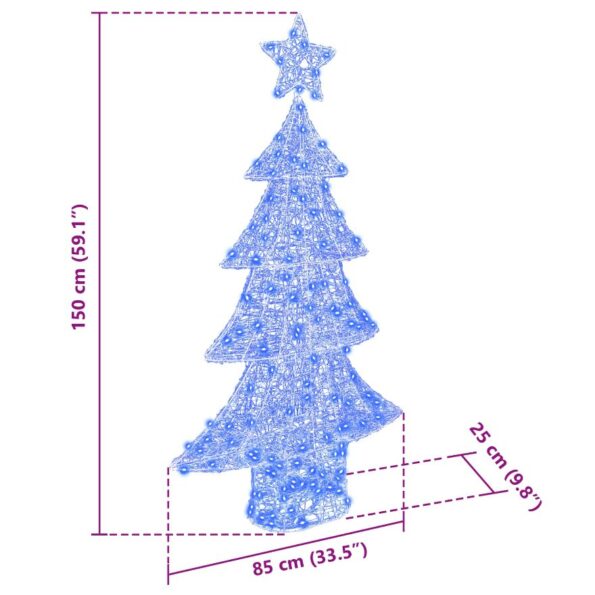 vidaXL Vianočný stromček s 160 LED-i Modrá 150 cm Akryl – Obrázok 10