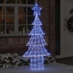 vidaXL Vianočný stromček s 240 LED-i Modrá 180 cm Akryl – Obrázok 8