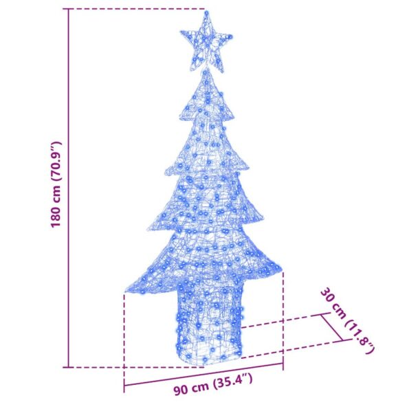 vidaXL Vianočný stromček s 240 LED-i Modrá 180 cm Akryl – Obrázok 10