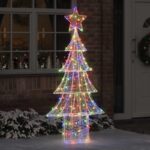 vidaXL Vianočný stromček s 240 LED-i Viacfarebný 180 cm Akryl