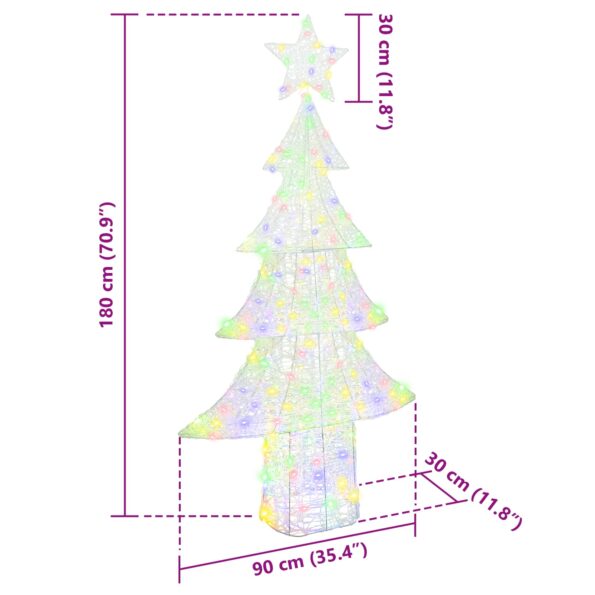 vidaXL Vianočný stromček s 240 LED-i Viacfarebný 180 cm Akryl – Obrázok 10