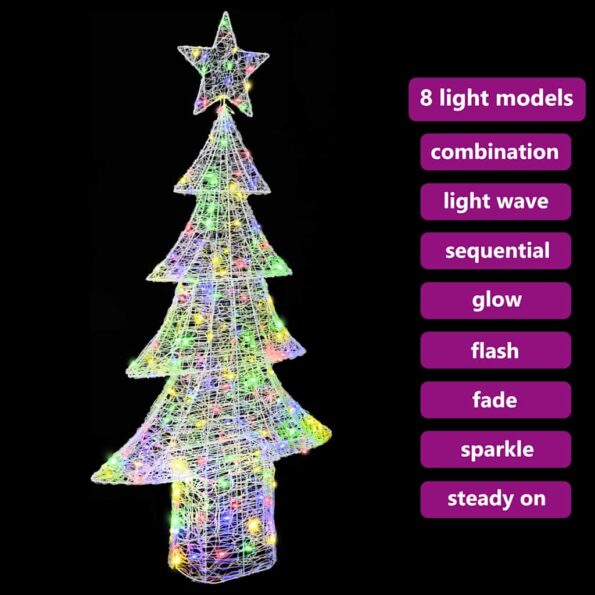 vidaXL Vianočný stromček s 240 LED-i Viacfarebný 180 cm Akryl – Obrázok 7