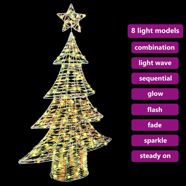 vidaXL Vianočný stromček s 120 LED-i Teplá biela 120,5 cm PET – Obrázok 7