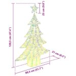 vidaXL Vianočný stromček s 120 LED-i Teplá biela 120,5 cm PET – Obrázok 8