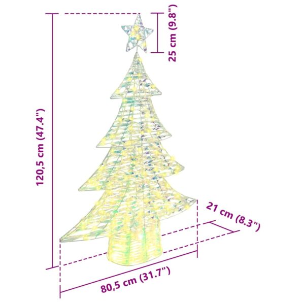 vidaXL Vianočný stromček s 120 LED-i Teplá biela 120,5 cm PET – Obrázok 8