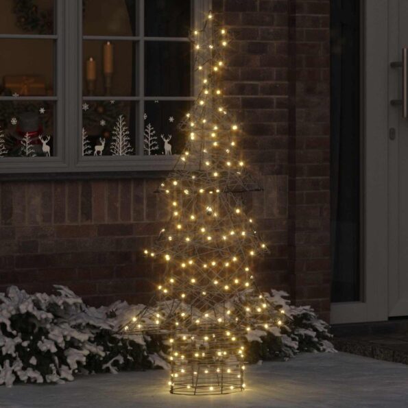 vidaXL Vianočný stromček s 160 LED-i Teplá biela 150 cm Ratan – Obrázok 8