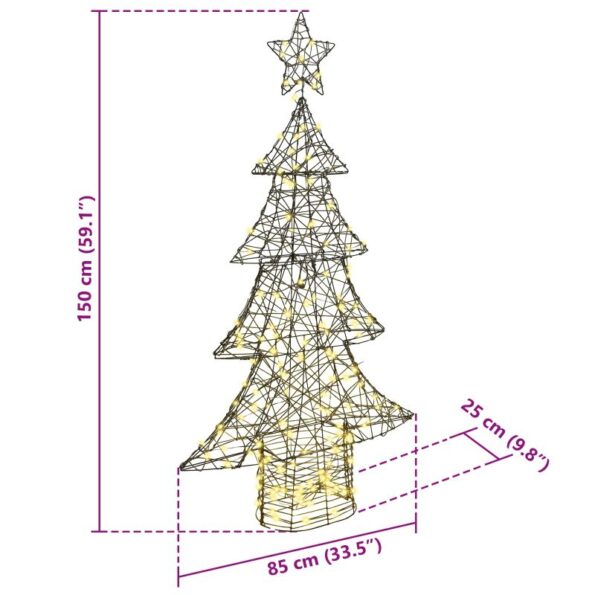 vidaXL Vianočný stromček s 160 LED-i Teplá biela 150 cm Ratan – Obrázok 10