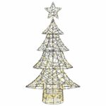 vidaXL Vianočný stromček s 160 LED-i Teplá biela 150 cm Ratan – Obrázok 2