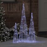 vidaXL Vianočný stromček 3 pcs Studená biela 40 cm 60 cm 80 cm Akryl