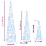 vidaXL Vianočný stromček 3 pcs Studená biela 40 cm 60 cm 80 cm Akryl – Obrázok 8