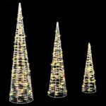 vidaXL Vianočný stromček 3 pcs Teplá biela 20 x 20 x 80 cm PET – Obrázok 2