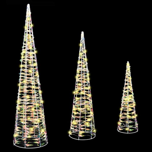 vidaXL Vianočný stromček 3 pcs Teplá biela 20 x 20 x 80 cm PET – Obrázok 2