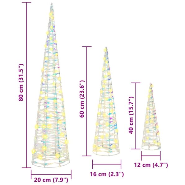 vidaXL Vianočný stromček 3 pcs Teplá biela 20 x 20 x 80 cm PET – Obrázok 8