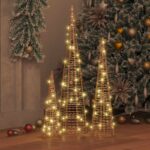 vidaXL Vianočný stromček 3 pcs Teplá biela 20 x 20 x 80 cm PET – Obrázok 10
