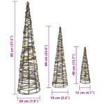 vidaXL Vianočný stromček 3 pcs Teplá biela 20 x 20 x 80 cm Ratan – Obrázok 8