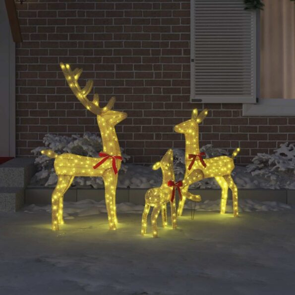 vidaXL Rodina sobov 3 pcs Teplá biela 68 x 26 x 127 cm látka – Obrázok 3