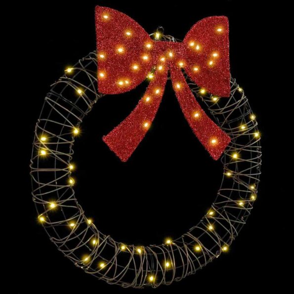 vidaXL Veniec s 60 LED-i Teplá biela 75 cm Ratan – Obrázok 2