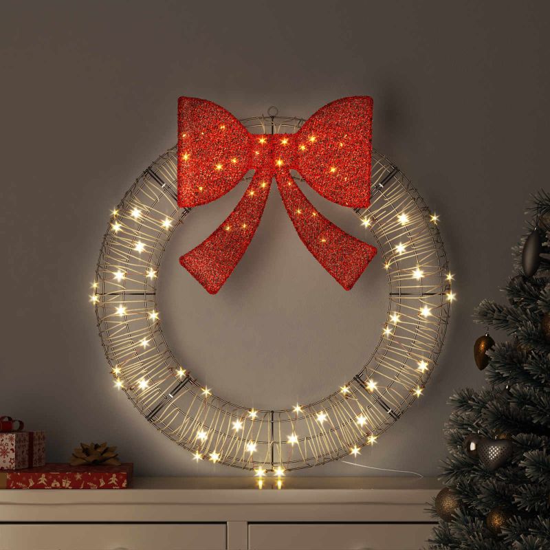 42019140_1.jpg vidaXL Veniec s 80 LED-i Teplá biela 90 x 90 x 9 cm Ratan – Obrázok 1