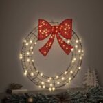 vidaXL Veniec s 80 LED-i Teplá biela 90 x 90 x 9 cm Ratan – Obrázok 9