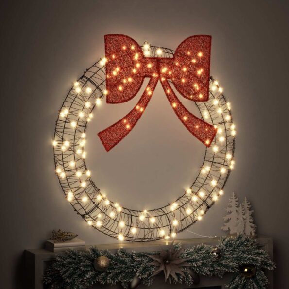 vidaXL Veniec s 150 LED-i Teplá biela 121 x 121 x 10 cm Ratan – Obrázok 10