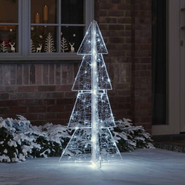 vidaXL Vianočný stromček s 100 LED-i Studená biela 120 cm Akryl – Obrázok 9