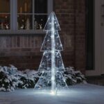 vidaXL Vianočný stromček s 100 LED-i Studená biela 120 cm Akryl