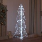 vidaXL Vianočný stromček s 100 LED-i Studená biela 120 cm Akryl – Obrázok 3