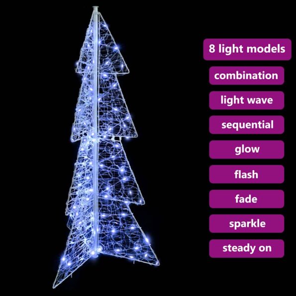 vidaXL Vianočný stromček s 100 LED-i Studená biela 120 cm Akryl – Obrázok 7