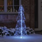 vidaXL Vianočný stromček s 100 LED-i Modrá 120 cm Akryl – Obrázok 9