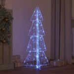 vidaXL Vianočný stromček s 100 LED-i Modrá 120 cm Akryl – Obrázok 3