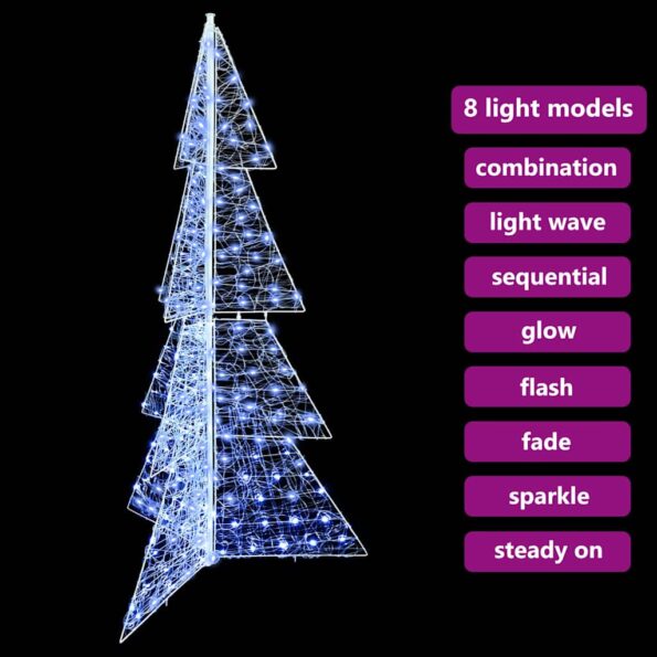 vidaXL Vianočný stromček s 240 LED-i Studená biela 180 cm Akryl – Obrázok 7