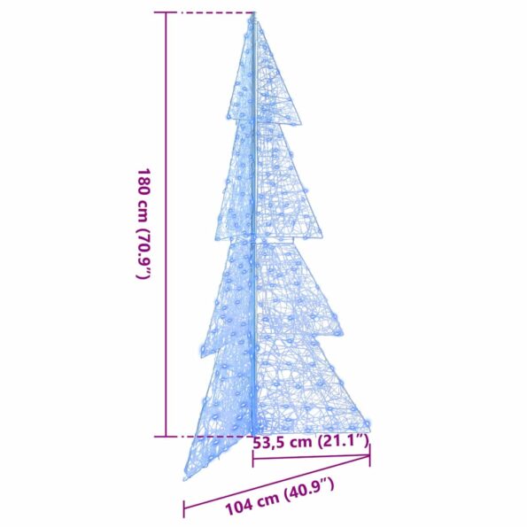vidaXL Vianočný stromček s 240 LED-i Modrá 180 cm Akryl – Obrázok 8