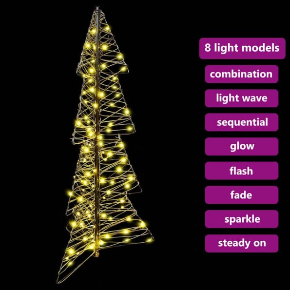 vidaXL Vianočný stromček s 100 LED-i Teplá biela 120 cm Ratan – Obrázok 7