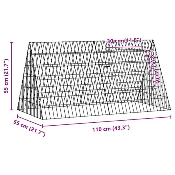 vidaXL Klietka pre králiky Strieborná 110 x 55 x 55 cm – Obrázok 11