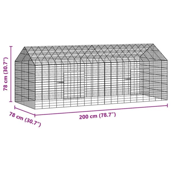 vidaXL Klietka pre králiky Strieborná 200 x 78 x 78 cm – Obrázok 12