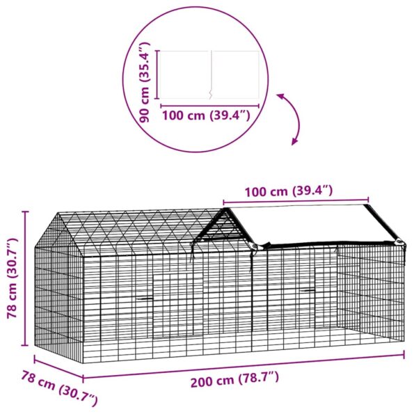 vidaXL Klietka pre králiky Strieborná 200 x 78 x 78 cm – Obrázok 12