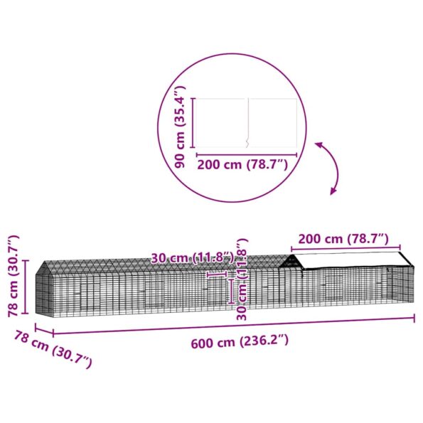 vidaXL Klietka pre králiky Strieborná 600 x 78 x 78 cm – Obrázok 12