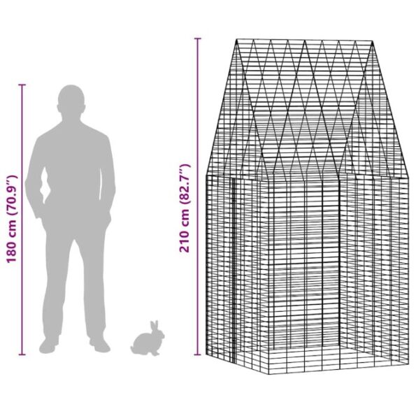 vidaXL Klietka pre králiky Strieborná 100 x 100 x 210 cm – Obrázok 13