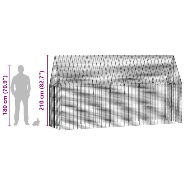 vidaXL Klietka pre králiky Strieborná 400 x 100 x 210 cm – Obrázok 12